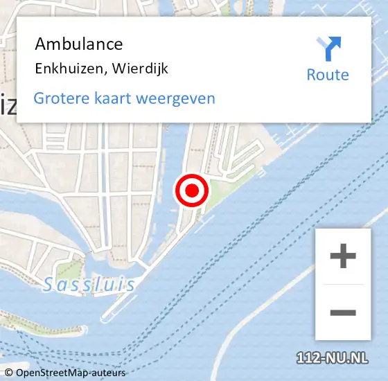 Locatie op kaart van de 112 melding: Ambulance Enkhuizen, Wierdijk op 16 november 2023 19:11