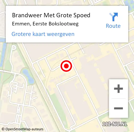 Locatie op kaart van de 112 melding: Brandweer Met Grote Spoed Naar Emmen, Eerste Bokslootweg op 16 november 2023 19:29