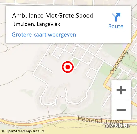 Locatie op kaart van de 112 melding: Ambulance Met Grote Spoed Naar IJmuiden, Langevlak op 16 november 2023 20:11