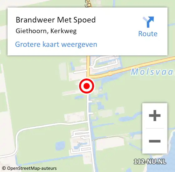 Locatie op kaart van de 112 melding: Brandweer Met Spoed Naar Nijeveen, Kerkweg op 15 september 2014 15:36