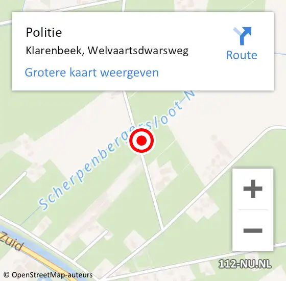 Locatie op kaart van de 112 melding: Politie Klarenbeek, Welvaartsdwarsweg op 16 november 2023 20:46