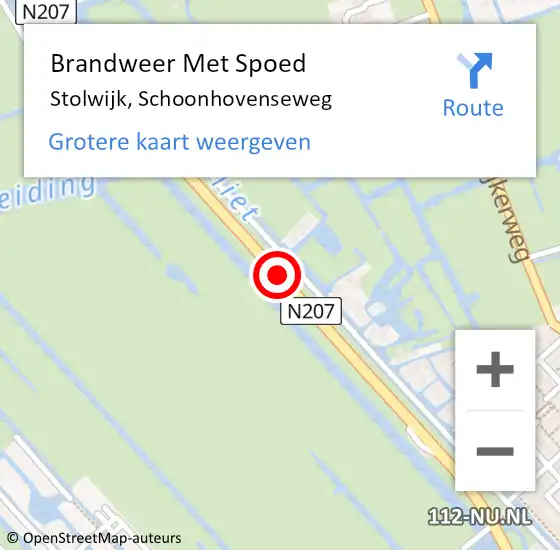 Locatie op kaart van de 112 melding: Brandweer Met Spoed Naar Stolwijk, N207 op 15 september 2014 15:38