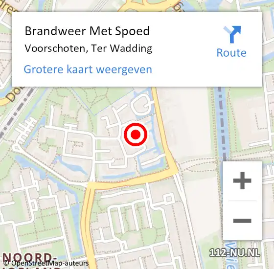 Locatie op kaart van de 112 melding: Brandweer Met Spoed Naar Voorschoten, Ter Wadding op 16 november 2023 21:24