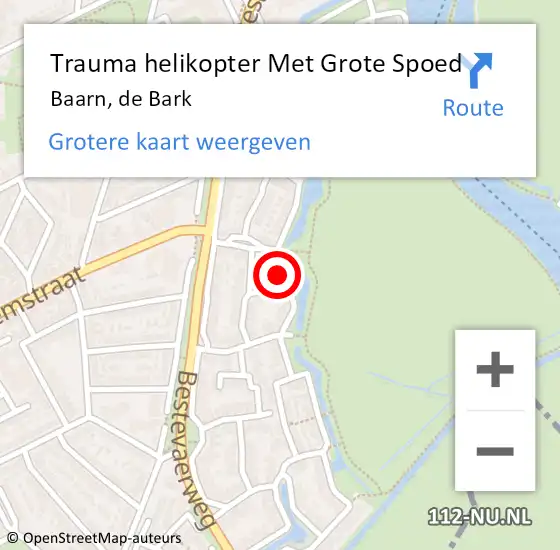 Locatie op kaart van de 112 melding: Trauma helikopter Met Grote Spoed Naar Baarn, de Bark op 16 november 2023 21:34