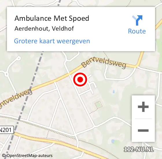 Locatie op kaart van de 112 melding: Ambulance Met Spoed Naar Aerdenhout, Veldhof op 16 november 2023 22:13