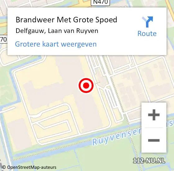 Locatie op kaart van de 112 melding: Brandweer Met Grote Spoed Naar Delfgauw, Laan van Ruyven op 16 november 2023 22:38