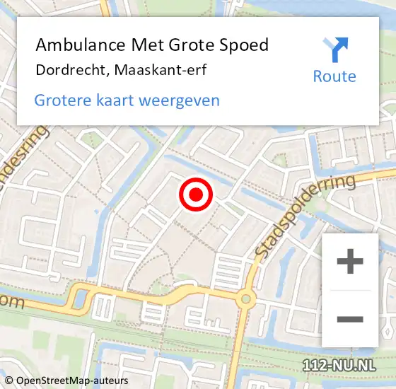 Locatie op kaart van de 112 melding: Ambulance Met Grote Spoed Naar Dordrecht, Maaskant-erf op 16 november 2023 22:49