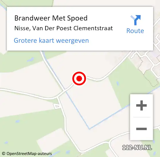 Locatie op kaart van de 112 melding: Brandweer Met Spoed Naar Nisse, Van Der Poest Clementstraat op 15 september 2014 15:45