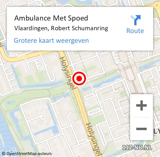 Locatie op kaart van de 112 melding: Ambulance Met Spoed Naar Vlaardingen, Robert Schumanring op 17 november 2023 00:09