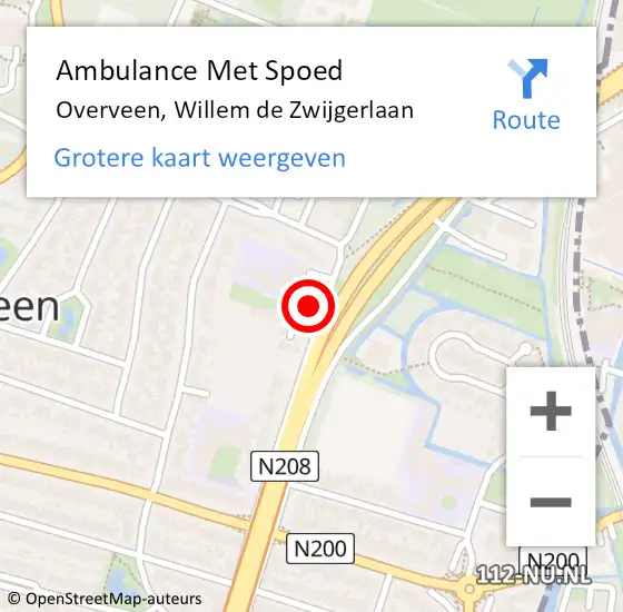 Locatie op kaart van de 112 melding: Ambulance Met Spoed Naar Overveen, Willem de Zwijgerlaan op 17 november 2023 00:51