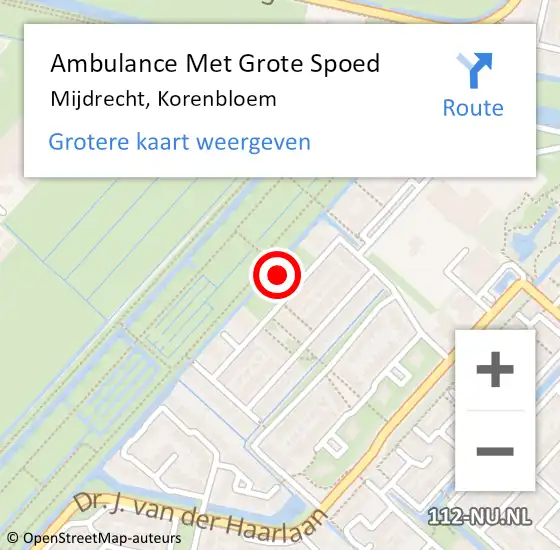 Locatie op kaart van de 112 melding: Ambulance Met Grote Spoed Naar Mijdrecht, Korenbloem op 17 november 2023 01:57