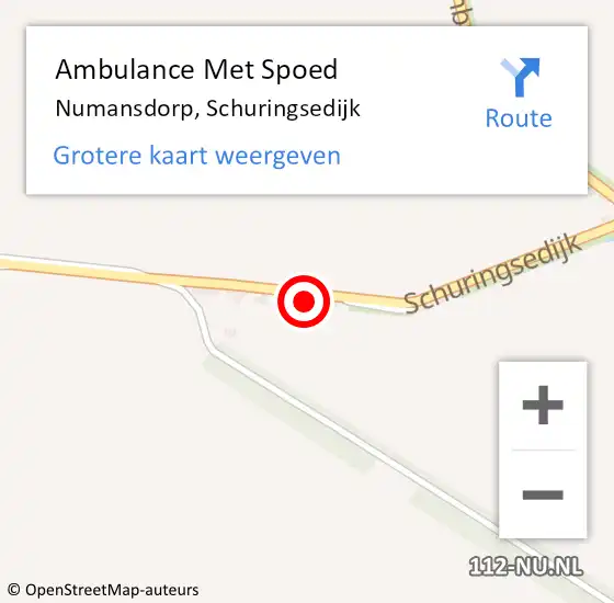 Locatie op kaart van de 112 melding: Ambulance Met Spoed Naar Numansdorp, Schuringsedijk op 17 november 2023 02:58