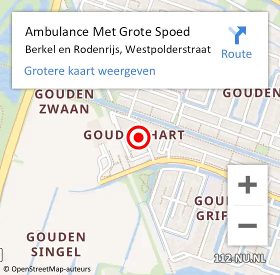 Locatie op kaart van de 112 melding: Ambulance Met Grote Spoed Naar Berkel en Rodenrijs, Westpolderstraat op 17 november 2023 03:29