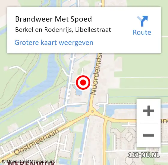 Locatie op kaart van de 112 melding: Brandweer Met Spoed Naar Berkel en Rodenrijs, Libellestraat op 17 november 2023 03:37