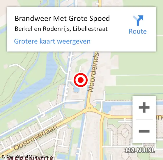 Locatie op kaart van de 112 melding: Brandweer Met Grote Spoed Naar Berkel en Rodenrijs, Libellestraat op 17 november 2023 03:42