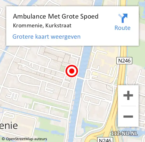 Locatie op kaart van de 112 melding: Ambulance Met Grote Spoed Naar Krommenie, Kurkstraat op 17 november 2023 04:04