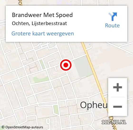 Locatie op kaart van de 112 melding: Brandweer Met Spoed Naar Ochten, Lijsterbesstraat op 17 november 2023 04:12