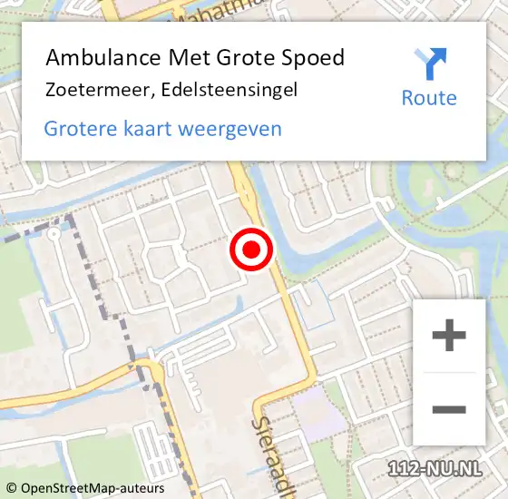 Locatie op kaart van de 112 melding: Ambulance Met Grote Spoed Naar Zoetermeer, Edelsteensingel op 17 november 2023 05:26