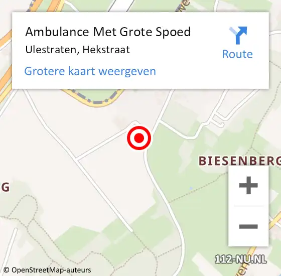 Locatie op kaart van de 112 melding: Ambulance Met Grote Spoed Naar Ulestraten, Hekstraat op 15 september 2014 16:02