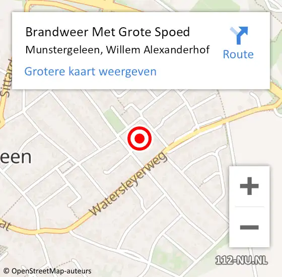 Locatie op kaart van de 112 melding: Brandweer Met Grote Spoed Naar Munstergeleen, Willem Alexanderhof op 17 november 2023 06:09