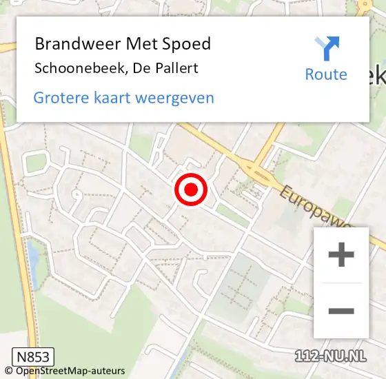 Locatie op kaart van de 112 melding: Brandweer Met Spoed Naar Schoonebeek, De Pallert op 17 november 2023 07:03