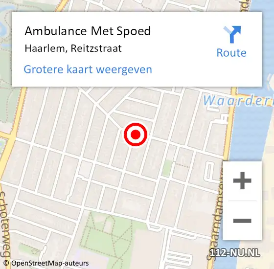 Locatie op kaart van de 112 melding: Ambulance Met Spoed Naar Haarlem, Reitzstraat op 17 november 2023 07:06