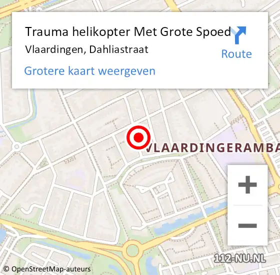 Locatie op kaart van de 112 melding: Trauma helikopter Met Grote Spoed Naar Vlaardingen, Dahliastraat op 17 november 2023 07:11