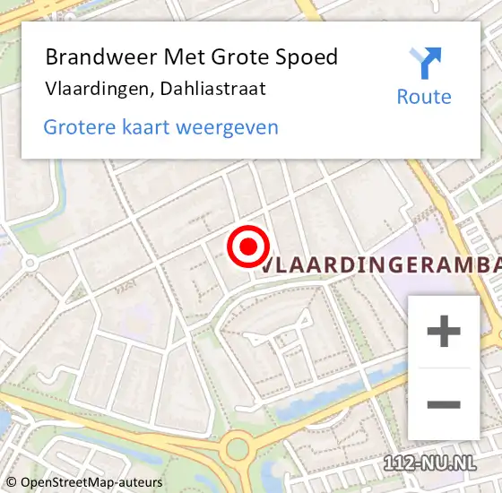 Locatie op kaart van de 112 melding: Brandweer Met Grote Spoed Naar Vlaardingen, Dahliastraat op 17 november 2023 07:11