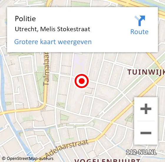 Locatie op kaart van de 112 melding: Politie Utrecht, Melis Stokestraat op 17 november 2023 07:18