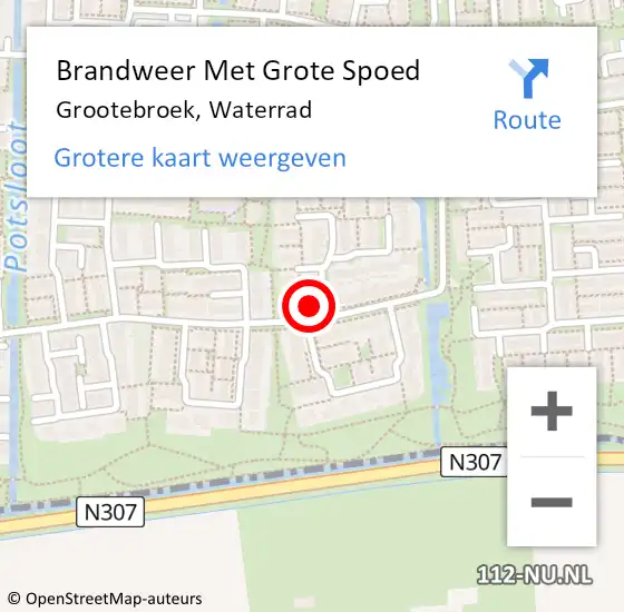 Locatie op kaart van de 112 melding: Brandweer Met Grote Spoed Naar Grootebroek, Waterrad op 15 september 2014 16:05