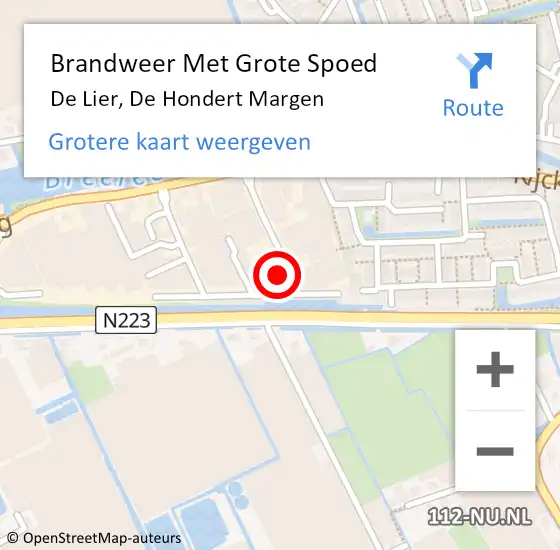 Locatie op kaart van de 112 melding: Brandweer Met Grote Spoed Naar De Lier, De Hondert Margen op 17 november 2023 07:37