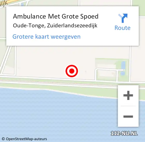 Locatie op kaart van de 112 melding: Ambulance Met Grote Spoed Naar Oude-Tonge, Zuiderlandsezeedijk op 17 november 2023 07:44