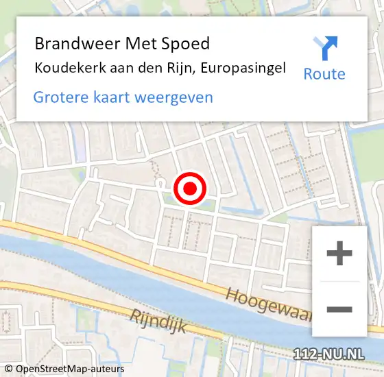 Locatie op kaart van de 112 melding: Brandweer Met Spoed Naar Koudekerk aan den Rijn, Europasingel op 17 november 2023 08:00