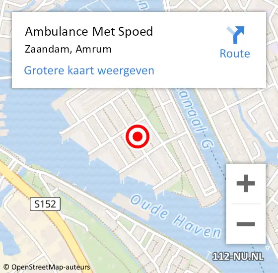 Locatie op kaart van de 112 melding: Ambulance Met Spoed Naar Zaandam, Amrum op 17 november 2023 08:40