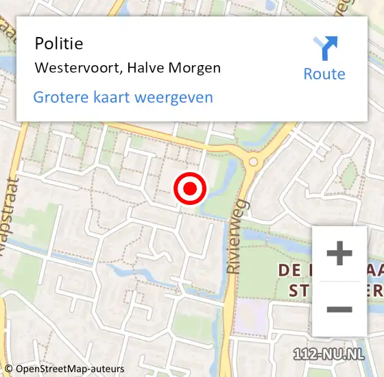 Locatie op kaart van de 112 melding: Politie Westervoort, Halve Morgen op 17 november 2023 08:46