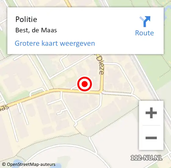 Locatie op kaart van de 112 melding: Politie Best, de Maas op 17 november 2023 09:03