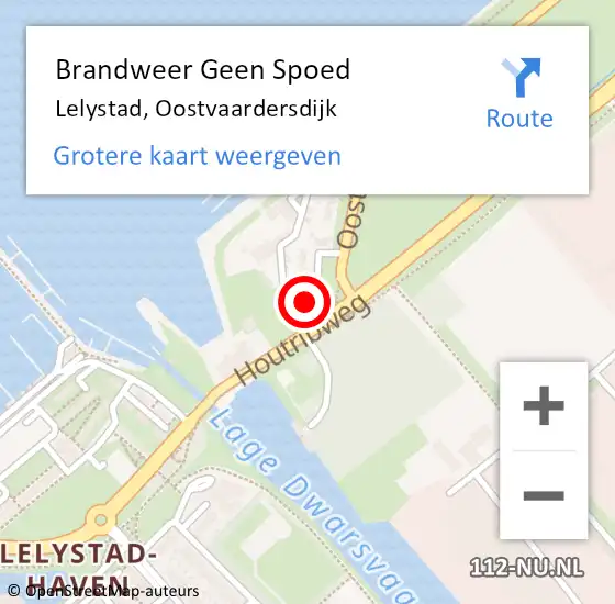 Locatie op kaart van de 112 melding: Brandweer Geen Spoed Naar Lelystad, Oostvaardersdijk op 17 november 2023 09:05