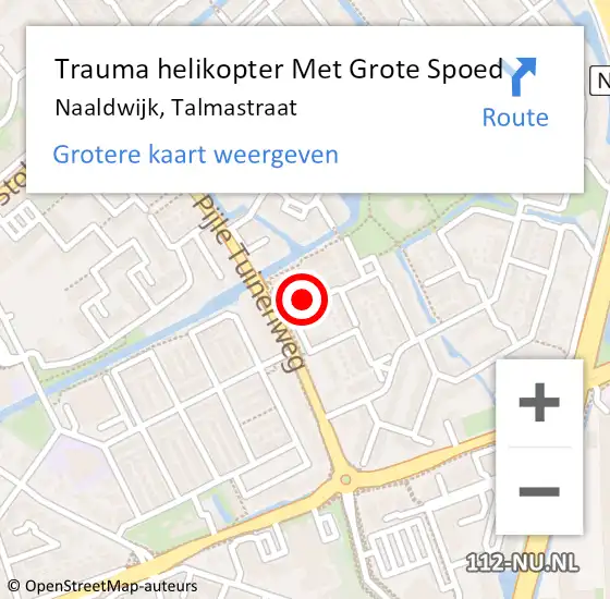 Locatie op kaart van de 112 melding: Trauma helikopter Met Grote Spoed Naar Naaldwijk, Talmastraat op 17 november 2023 09:09