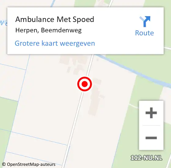 Locatie op kaart van de 112 melding: Ambulance Met Spoed Naar Herpen, Beemdenweg op 15 september 2014 16:16