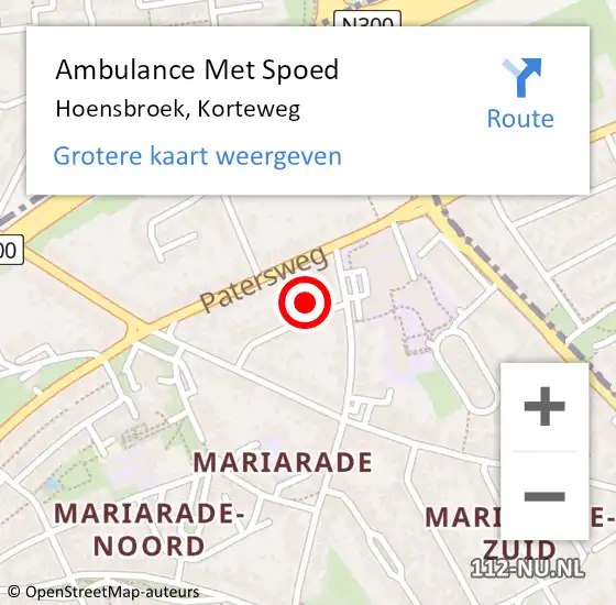 Locatie op kaart van de 112 melding: Ambulance Met Spoed Naar Hoensbroek, Korteweg op 15 september 2014 16:16