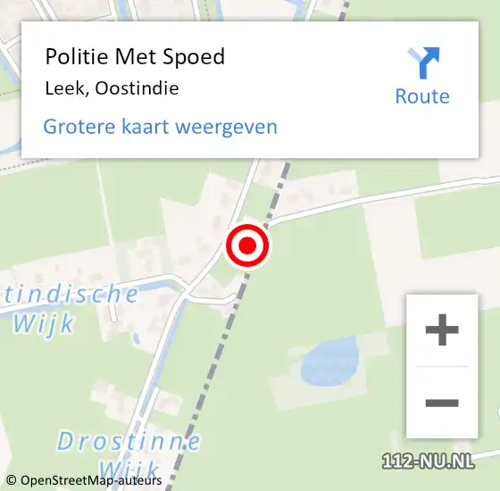 Locatie op kaart van de 112 melding: Politie Met Spoed Naar Leek, Oostindie op 17 november 2023 09:27