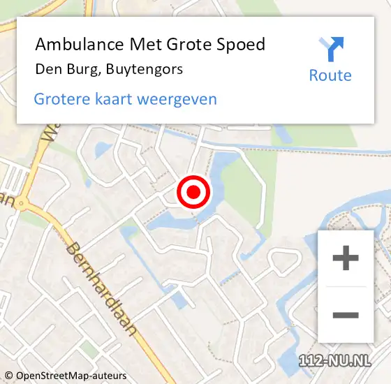 Locatie op kaart van de 112 melding: Ambulance Met Grote Spoed Naar Den Burg, Buytengors op 17 november 2023 09:29