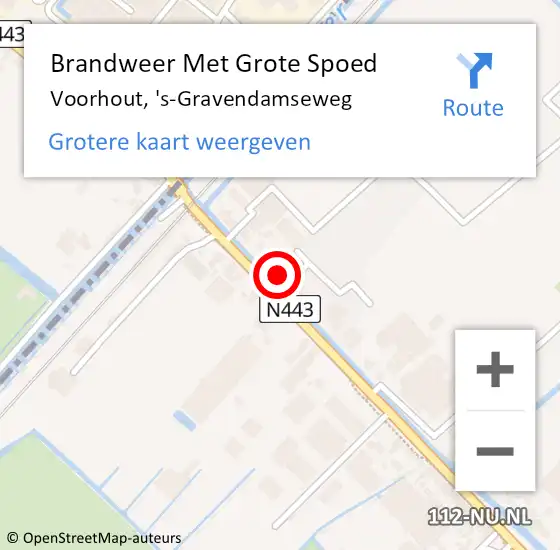 Locatie op kaart van de 112 melding: Brandweer Met Grote Spoed Naar Voorhout, 's-Gravendamseweg op 17 november 2023 09:32