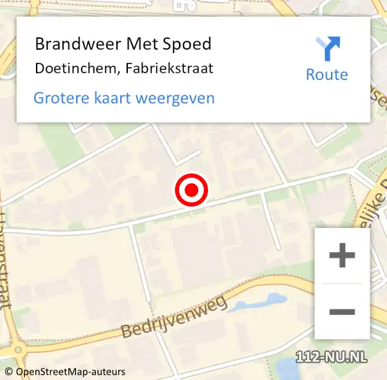 Locatie op kaart van de 112 melding: Brandweer Met Spoed Naar Doetinchem, Fabriekstraat op 17 november 2023 09:41