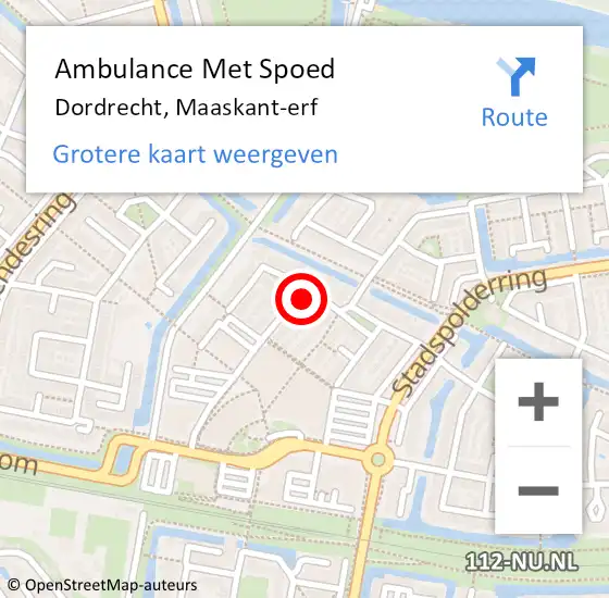Locatie op kaart van de 112 melding: Ambulance Met Spoed Naar Dordrecht, Maaskant-erf op 17 november 2023 09:46