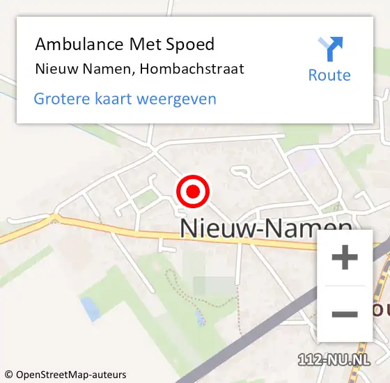 Locatie op kaart van de 112 melding: Ambulance Met Spoed Naar Nieuw Namen, Hombachstraat op 15 september 2014 16:20