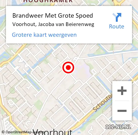 Locatie op kaart van de 112 melding: Brandweer Met Grote Spoed Naar Voorhout, Jacoba van Beierenweg op 17 november 2023 10:11