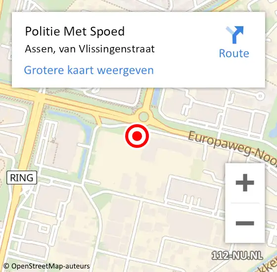 Locatie op kaart van de 112 melding: Politie Met Spoed Naar Assen, van Vlissingenstraat op 17 november 2023 10:12