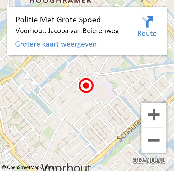 Locatie op kaart van de 112 melding: Politie Met Grote Spoed Naar Voorhout, Jacoba van Beierenweg op 17 november 2023 10:15
