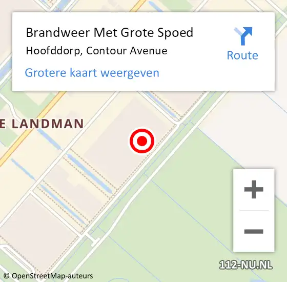 Locatie op kaart van de 112 melding: Brandweer Met Grote Spoed Naar Hoofddorp, Contour Avenue op 17 november 2023 10:20